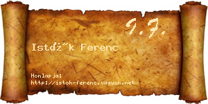 Istók Ferenc névjegykártya